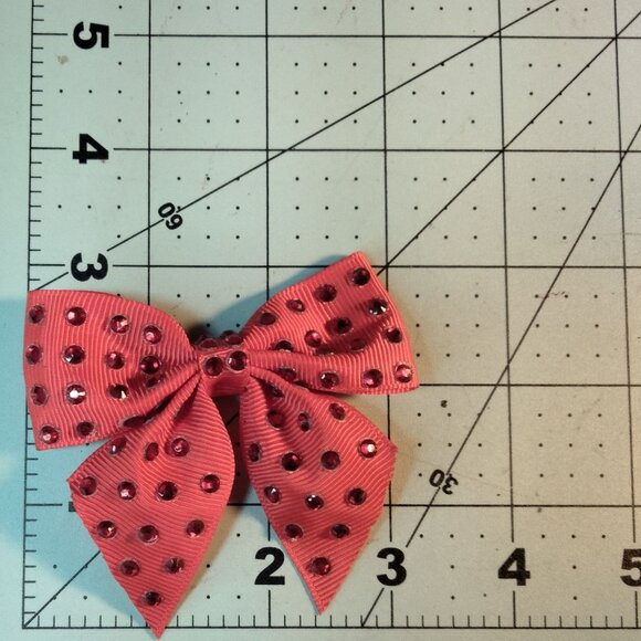 Red Rhinestone Studded Bow Hair Clip Girls Christmas - Picture 3 of 3